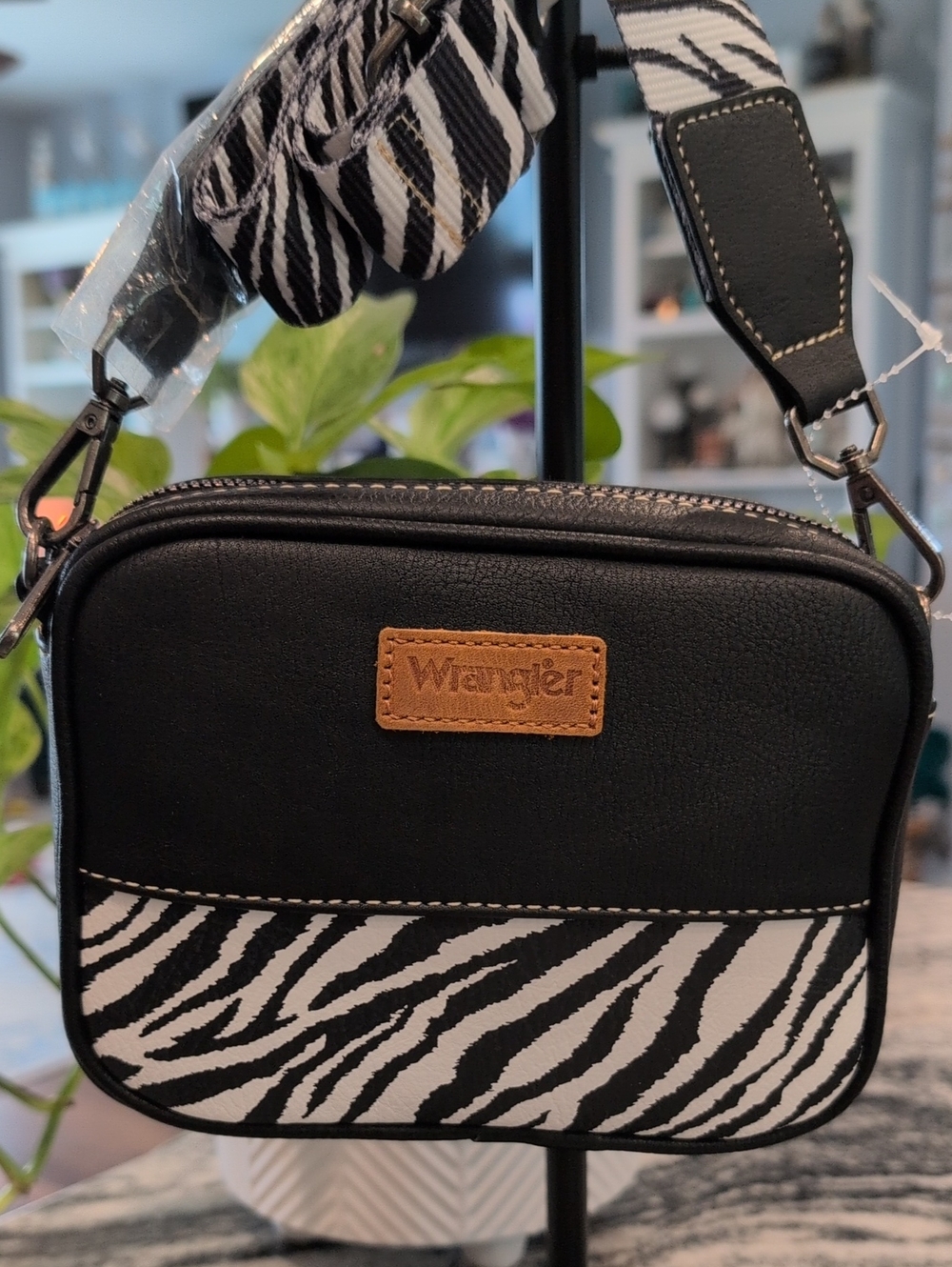 Wrangler Black and White Zebra Crossbody Bag